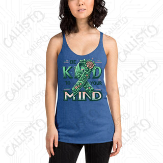 Women’s Be Kind to Your Mind Racerback Tank - Vintage Royal / XS