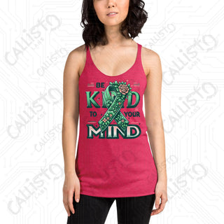 Women’s Be Kind to Your Mind Racerback Tank - Vintage Shocking Pink / XS