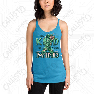 Women’s Be Kind to Your Mind Racerback Tank - Vintage Turquoise / XS