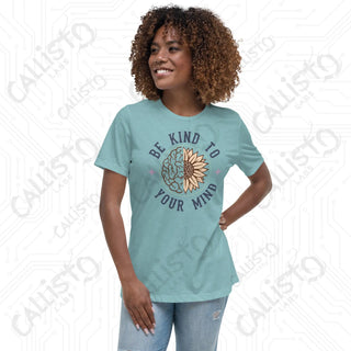 Women’s Be Kind to Your Mind Relaxed T-Shirt - Heather Blue Lagoon / S