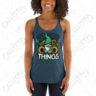 Women’s Enjoy The Little Things Gnome Racerback Tank - Indigo / XS