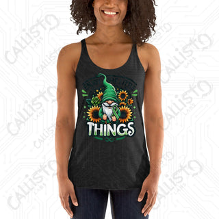 Women’s Enjoy The Little Things Gnome Racerback Tank - Vintage Black / XS