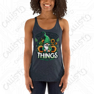 Women’s Enjoy The Little Things Gnome Racerback Tank - Vintage Navy / XS