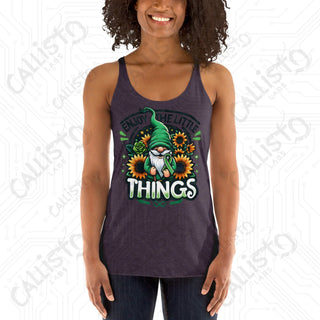 Women’s Enjoy The Little Things Gnome Racerback Tank - Vintage Purple / XS