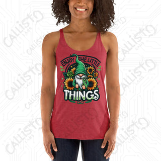 Women’s Enjoy The Little Things Gnome Racerback Tank - Vintage Red / XS