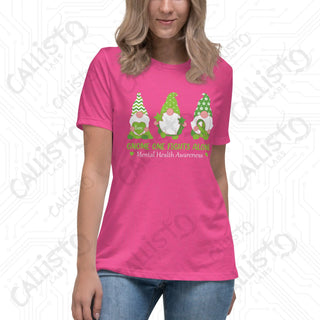 Women’s Gnome One Fights Alone Mental Health Relaxed T-Shirt - Berry / S