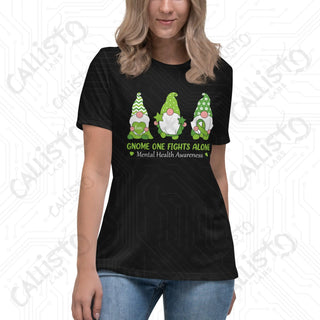 Women’s Gnome One Fights Alone Mental Health Relaxed T-Shirt - Black / S