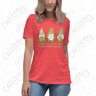 Women’s Gnome One Fights Alone Mental Health Relaxed T-Shirt - Heather Red / S