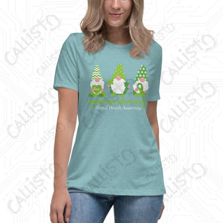 Women’s Gnome One Fights Alone Mental Health Relaxed T-Shirt - Heather Blue Lagoon / S