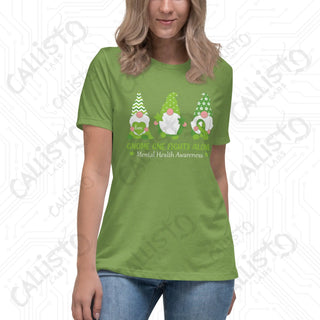 Women’s Gnome One Fights Alone Mental Health Relaxed T-Shirt - Leaf / S