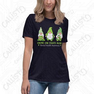 Women’s Gnome One Fights Alone Mental Health Relaxed T-Shirt - Navy / S