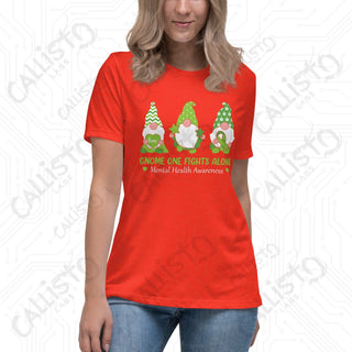 Women’s Gnome One Fights Alone Mental Health Relaxed T-Shirt - Poppy / S