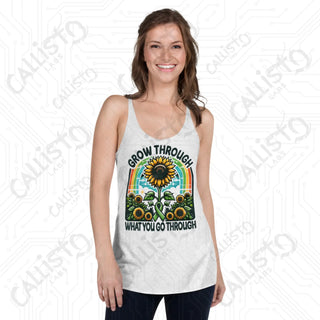 Women’s Grow Through What You Go Through Racerback Tank - Heather White / XS