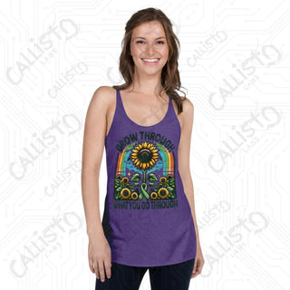 Women’s Grow Through What You Go Through Racerback Tank - Purple Rush / XS