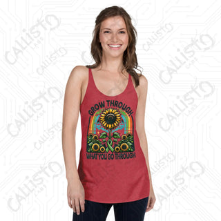 Women’s Grow Through What You Go Through Racerback Tank - Vintage Red / XS