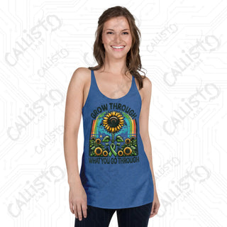 Women’s Grow Through What You Go Through Racerback Tank - Vintage Royal / XS