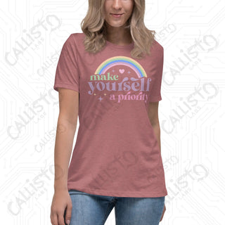 Women’s Make Yourself a Priority Relaxed T-Shirt - Heather Mauve / S