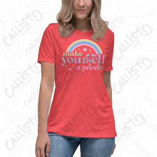 Women’s Make Yourself a Priority Relaxed T-Shirt - Heather Red / S