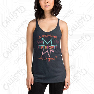 Women’s Overcoming Anxiety Superpower Mental Health Racerback Tank - Vintage Navy / XS