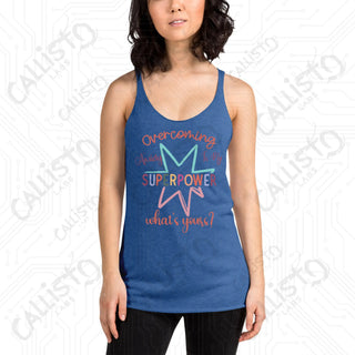 Women’s Overcoming Anxiety Superpower Mental Health Racerback Tank - Vintage Royal / XS