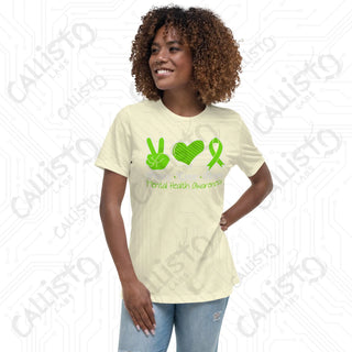 Women’s Peace Love Hope Mental Health Awareness Relaxed T-Shirt - Citron / S