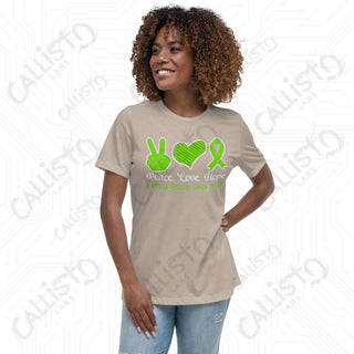 Women’s Peace Love Hope Mental Health Awareness Relaxed T-Shirt - Heather Stone / S