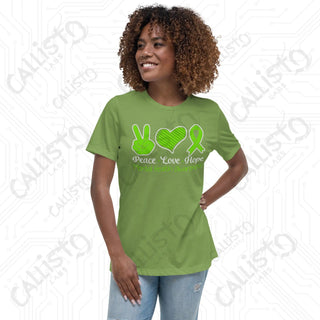 Women’s Peace Love Hope Mental Health Awareness Relaxed T-Shirt - Leaf / S