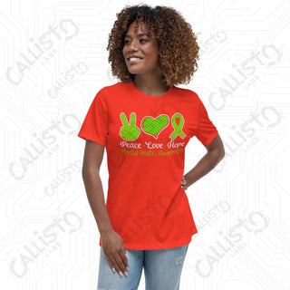 Women’s Peace Love Hope Mental Health Awareness Relaxed T-Shirt - Poppy / S