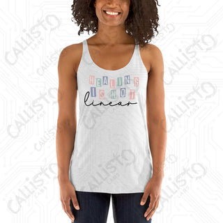 Women’s Healing is Not Linear Racerback Tank - Heather White / XS