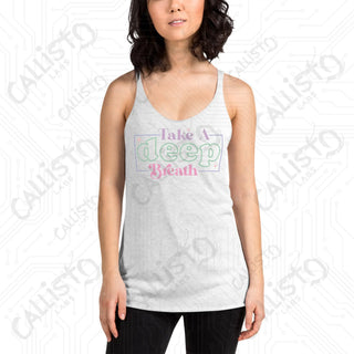 Women’s Take a Deep Breath Racerback Tank - Heather White / XS