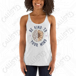 Women’s Be Kind to Your Mind Racerback Tank - Heather White / XS