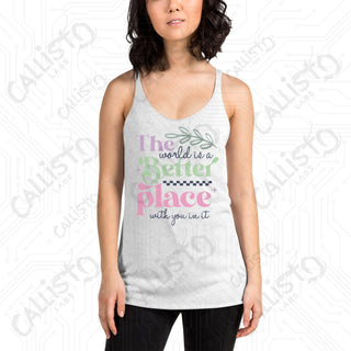 Women’s The World’s a Better Place Racerback Tank - Heather White / XS