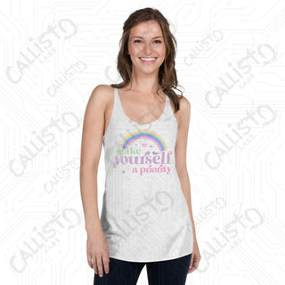 Women’s Make Yourself a Priority Racerback Tank - Heather White / XS