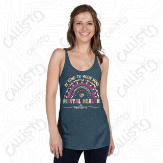 Women’s Be Kind to Your Mind Mental Health Racerback Tank - Indigo / XS