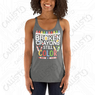 Women’s Broken Crayons Still Color Mental Health Racerback Tank - Premium Heather / XS