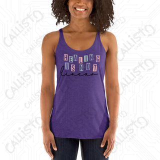 Women’s Healing is Not Linear Racerback Tank - Purple Rush / XS