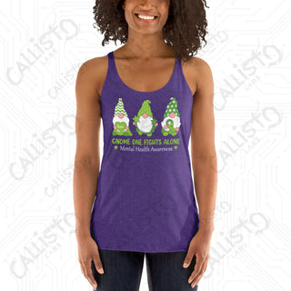 Women’s Gnome One Fights Alone Mental Health Racerback Tank - Purple Rush / XS