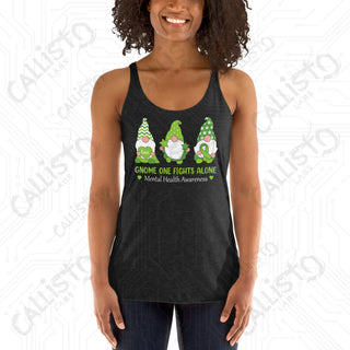 Women’s Gnome One Fights Alone Mental Health Racerback Tank - Vintage Black / XS