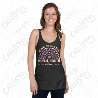 Women’s Be Kind to Your Mind Mental Health Racerback Tank - Vintage Black / XS