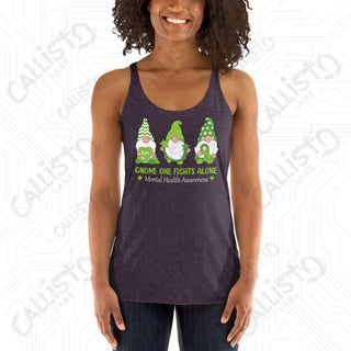 Women’s Gnome One Fights Alone Mental Health Racerback Tank - Vintage Purple / XS