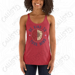 Women’s Be Kind to Your Mind Racerback Tank - Vintage Red / XS