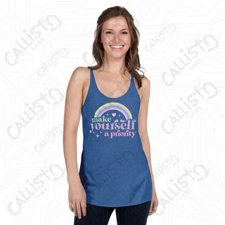 Women’s Make Yourself a Priority Racerback Tank - Vintage Royal / XS