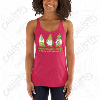 Women’s Gnome One Fights Alone Mental Health Racerback Tank - Vintage Shocking Pink / XS