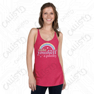 Women’s Make Yourself a Priority Racerback Tank - Vintage Shocking Pink / XS