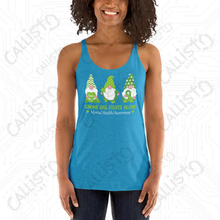 Women’s Gnome One Fights Alone Mental Health Racerback Tank - Vintage Turquoise / XS