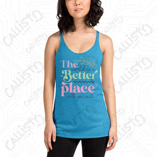 Women’s The World’s a Better Place Racerback Tank - Vintage Turquoise / XS