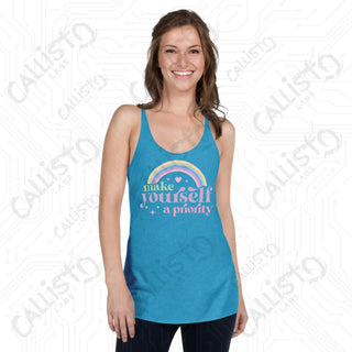 Women’s Make Yourself a Priority Racerback Tank - Vintage Turquoise / XS