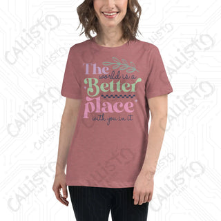 Women’s The World’s a Better Place Relaxed T-Shirt - Heather Mauve / S