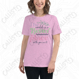 Women’s The World’s a Better Place Relaxed T-Shirt - Heather Prism Lilac / S