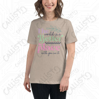 Women’s The World’s a Better Place Relaxed T-Shirt - Heather Stone / S